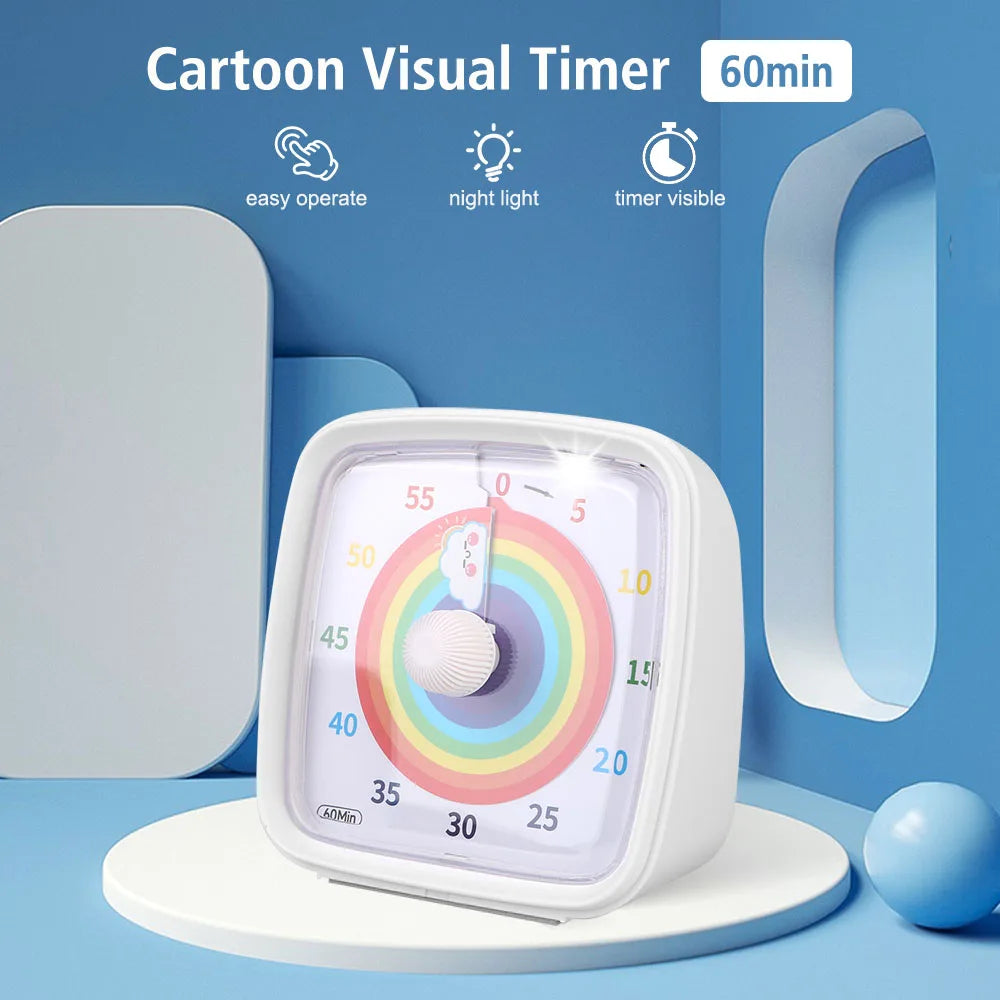 Kids Children Reminder Time Management Tool Visual Timer Night Light Ultra Silent Alarm Clock 60 Minutes Countdown Timer