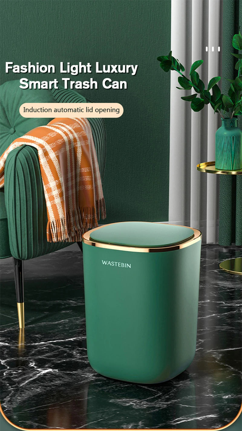 Bathroom Smart Sensor Trash Can,12L Trash Can with Lid Electric Garbage Bin Waterproof Trash Can for Kitchen,Bathroom,Bedroom