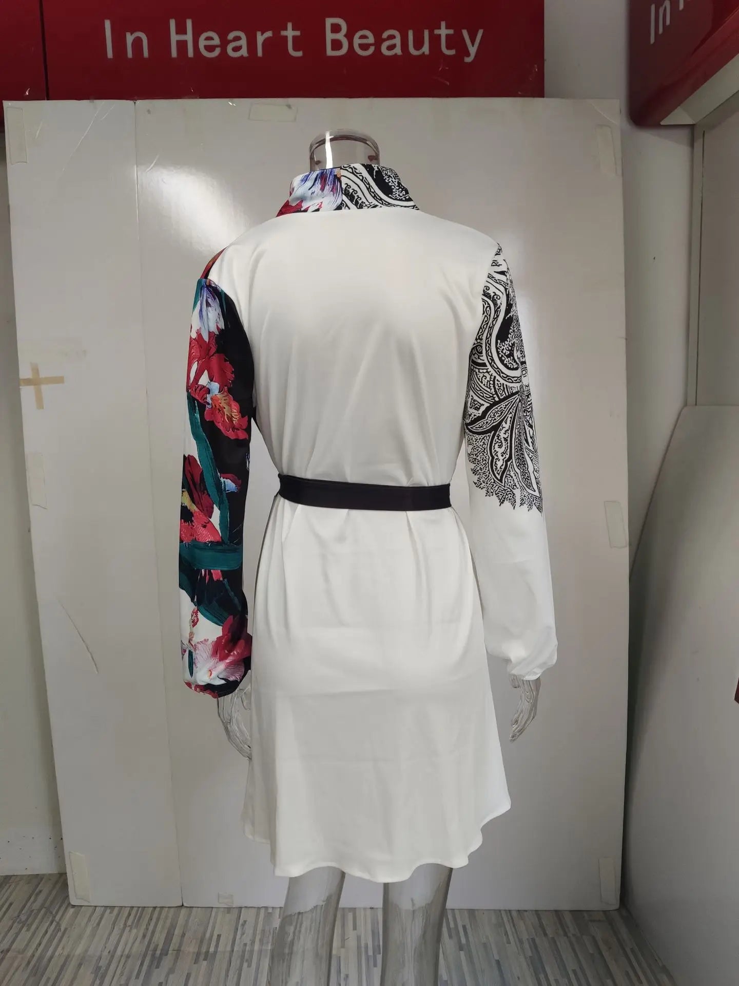 Elegant Floral Print Patchwork Party Dress 2024 Spring Women V-neck Belted Mini Dresses Office Lady A-line Dress Vestidos Cortos