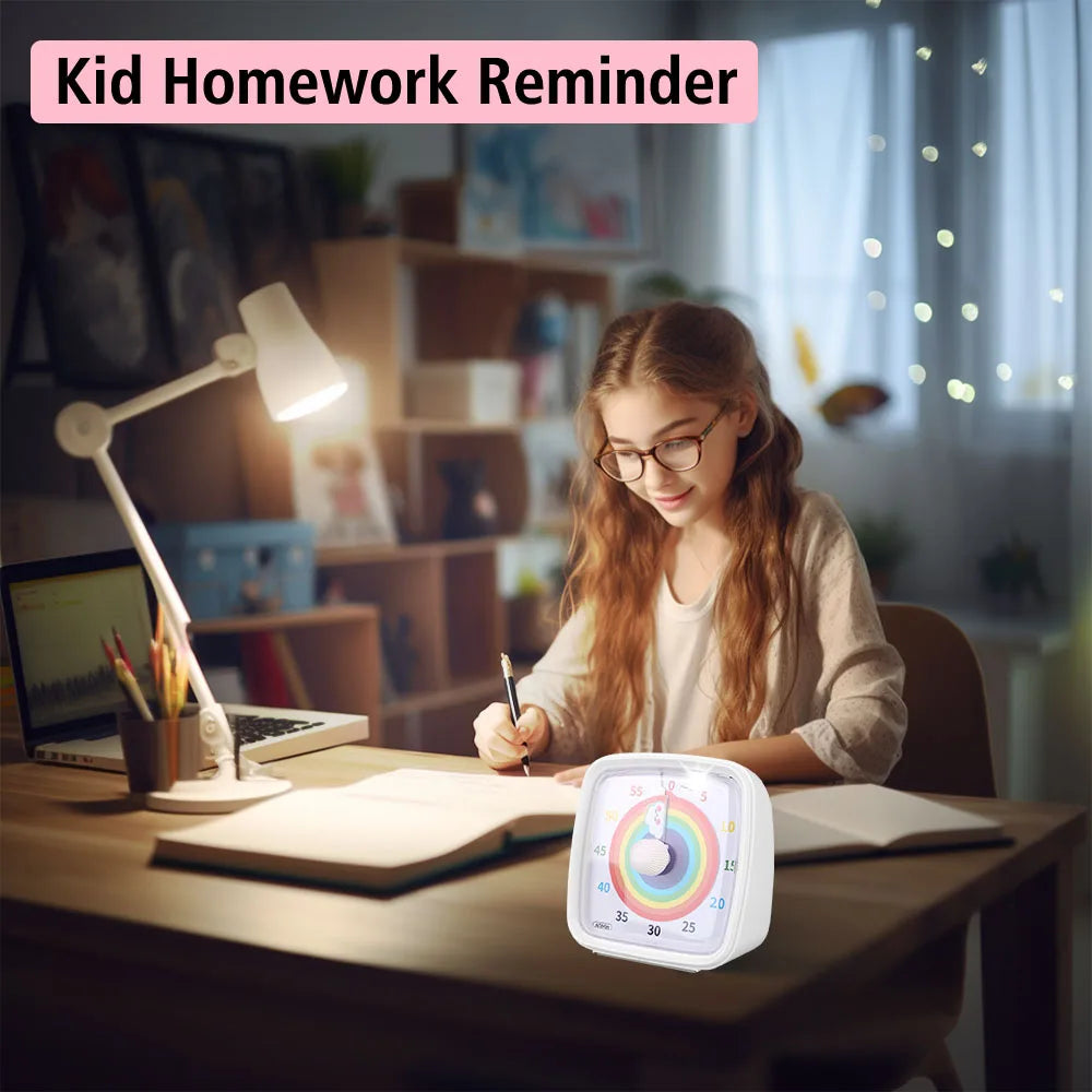 Kids Children Reminder Time Management Tool Visual Timer Night Light Ultra Silent Alarm Clock 60 Minutes Countdown Timer