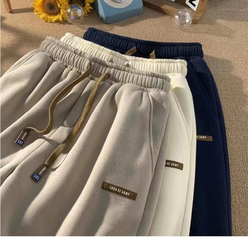 Fleece Sweatpants Women Winter Warm Pants Casual Harlan Pants Loose Lamb Fleece Ankle-Length Trousers Thicke Warm Sweatpants