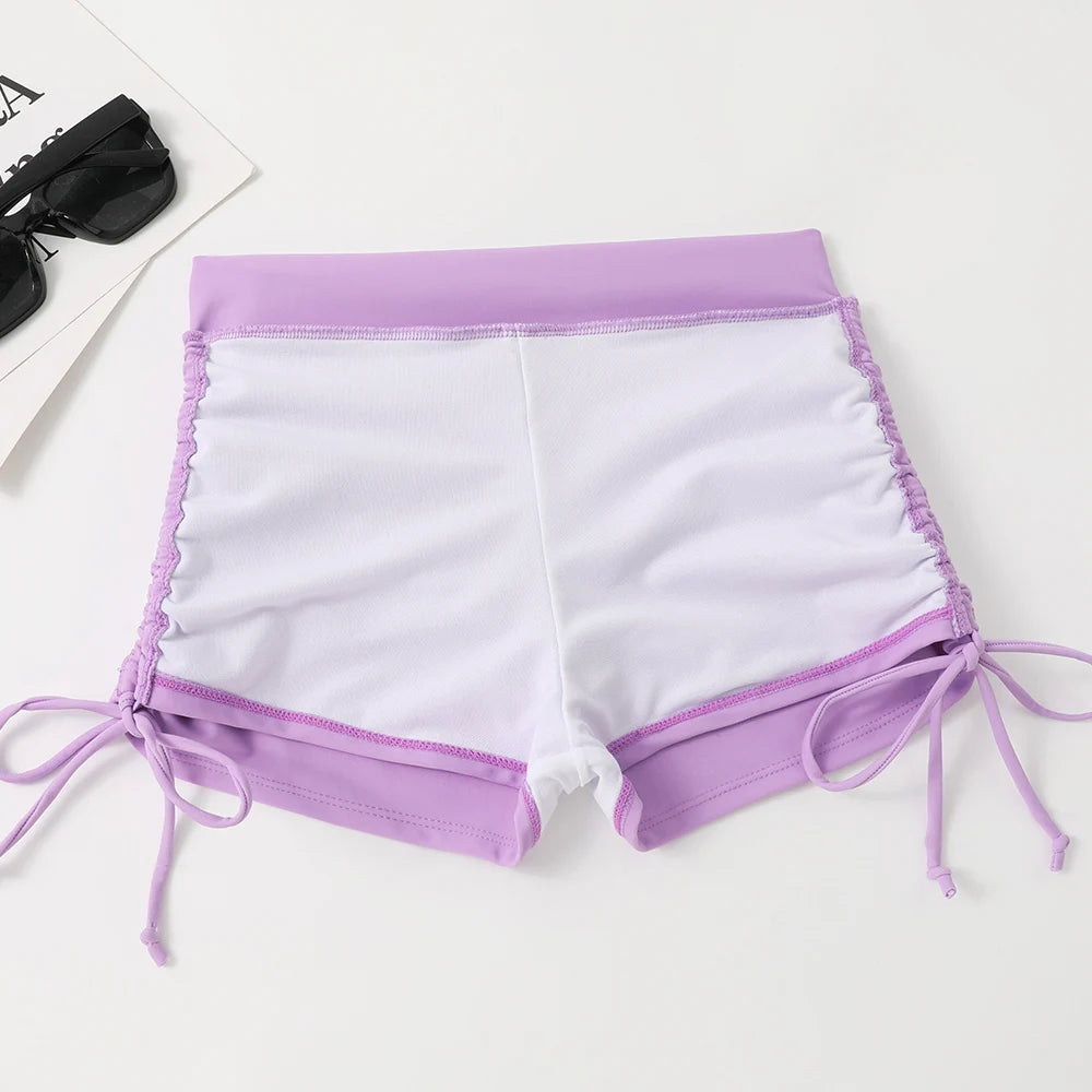 Drawstring Front Shorts Bikinis 2024 High Waist Swimsuit Women Swimwear Female Bathers Bathing Swimming Swim Suit Beachwear