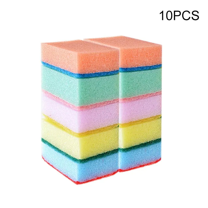 10Pcs/Set Dishwashing Sponge Kitchen Cleaning Tools Scrub Pot Rust Local Stain Sponge Removal Kit Clean Brush Sponge