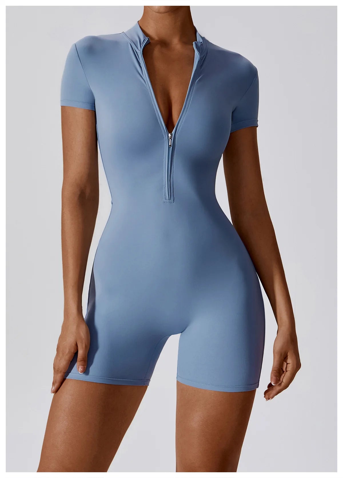 Summer Zipper Short Sleeve Yoga Bodysuit Women's Jumpsuits Yoga Set Gym Clothes Push-up Workout Tracksuit Dance Fitness Bodysuit