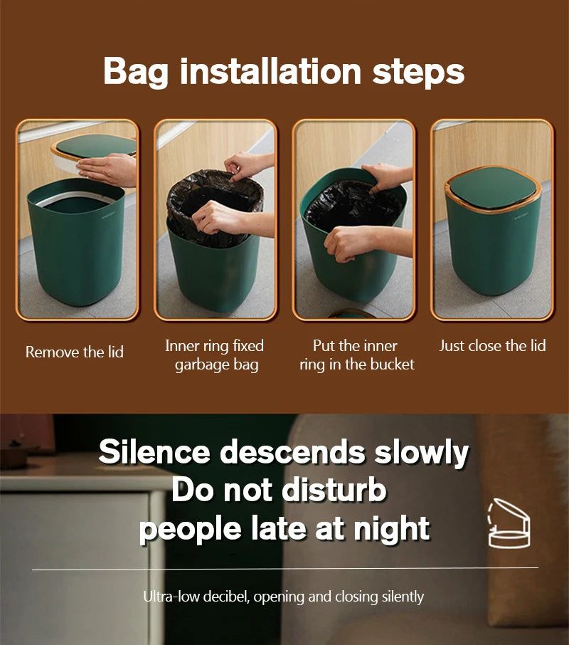 Bathroom Smart Sensor Trash Can,12L Trash Can with Lid Electric Garbage Bin Waterproof Trash Can for Kitchen,Bathroom,Bedroom