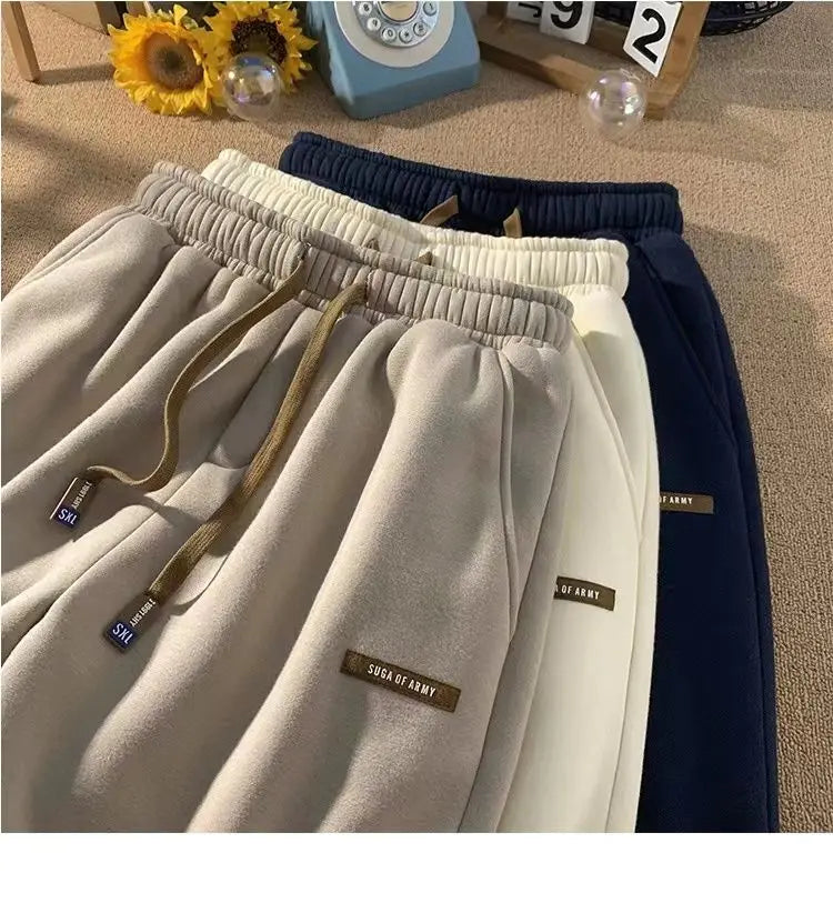 Fleece Sweatpants Women Winter Warm Pants Casual Harlan Pants Loose Lamb Fleece Ankle-Length Trousers Thicke Warm Sweatpants