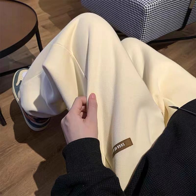 Fleece Sweatpants Women Winter Warm Pants Casual Harlan Pants Loose Lamb Fleece Ankle-Length Trousers Thicke Warm Sweatpants