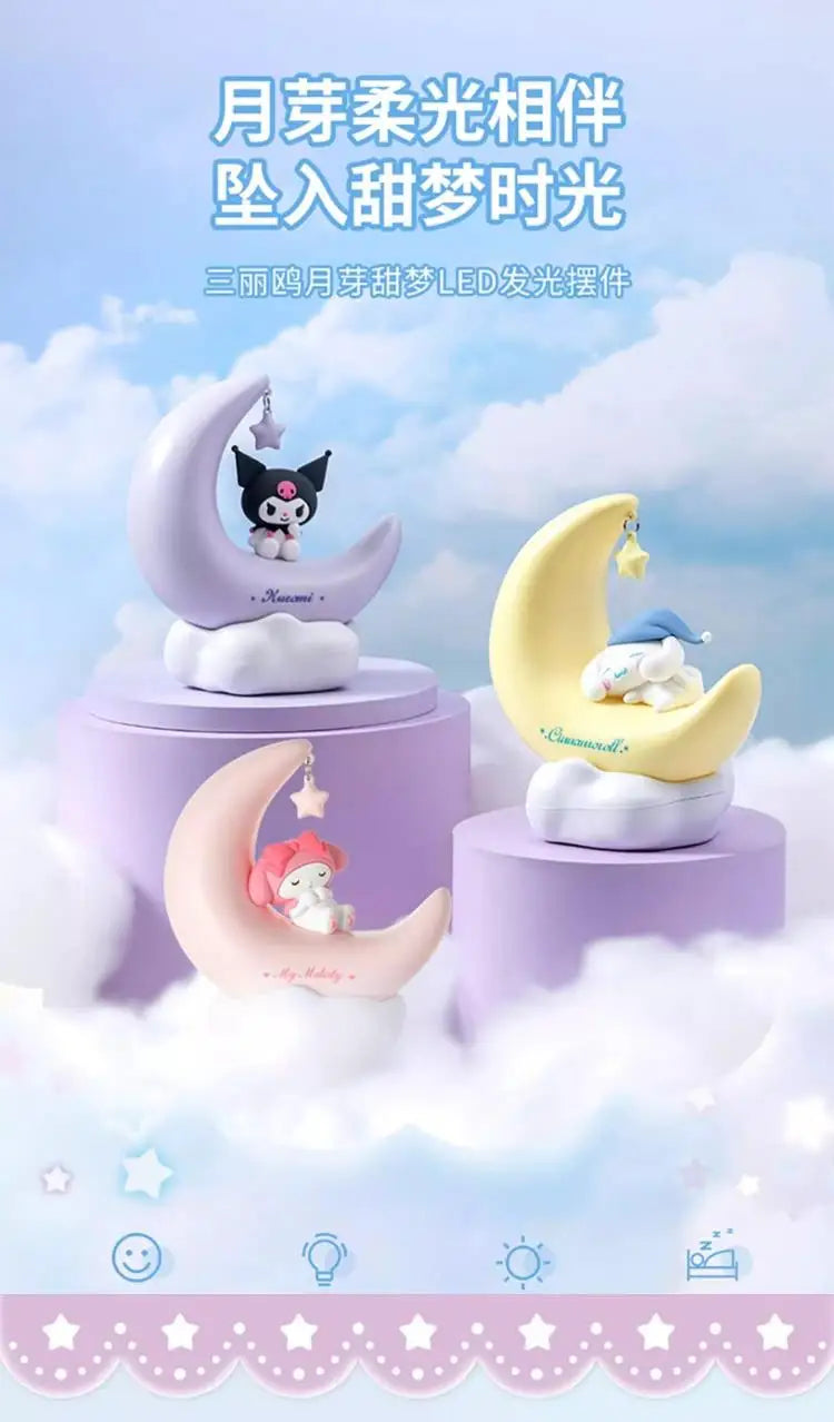 Sanrio Moon Bud Lamp Sweet Dream Led Light Kuromi Cinnamonroll Catoon Cute Bedroom Night Light Bedside Decor Lamp Gifts