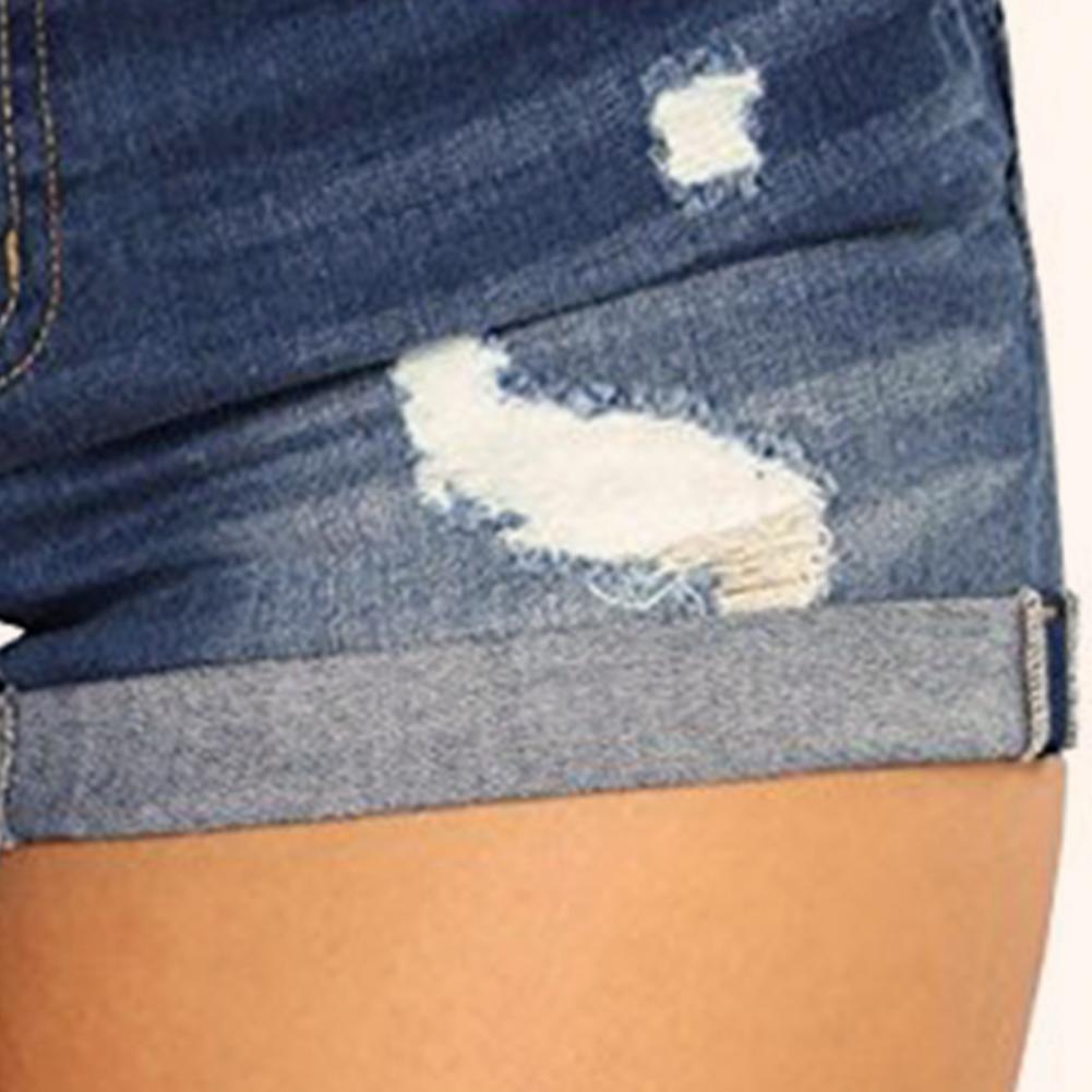 Denim Shorts Women 2023 Jeans Ripped Mid Waist Solid Color Soft Short Jeans Shorts Summer
