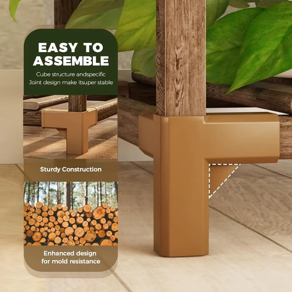 Plant Stand Indoor Large Plant Shelf 62.2" Tall Outdoor Plant Holder Wood for Multiple Plants Hanging