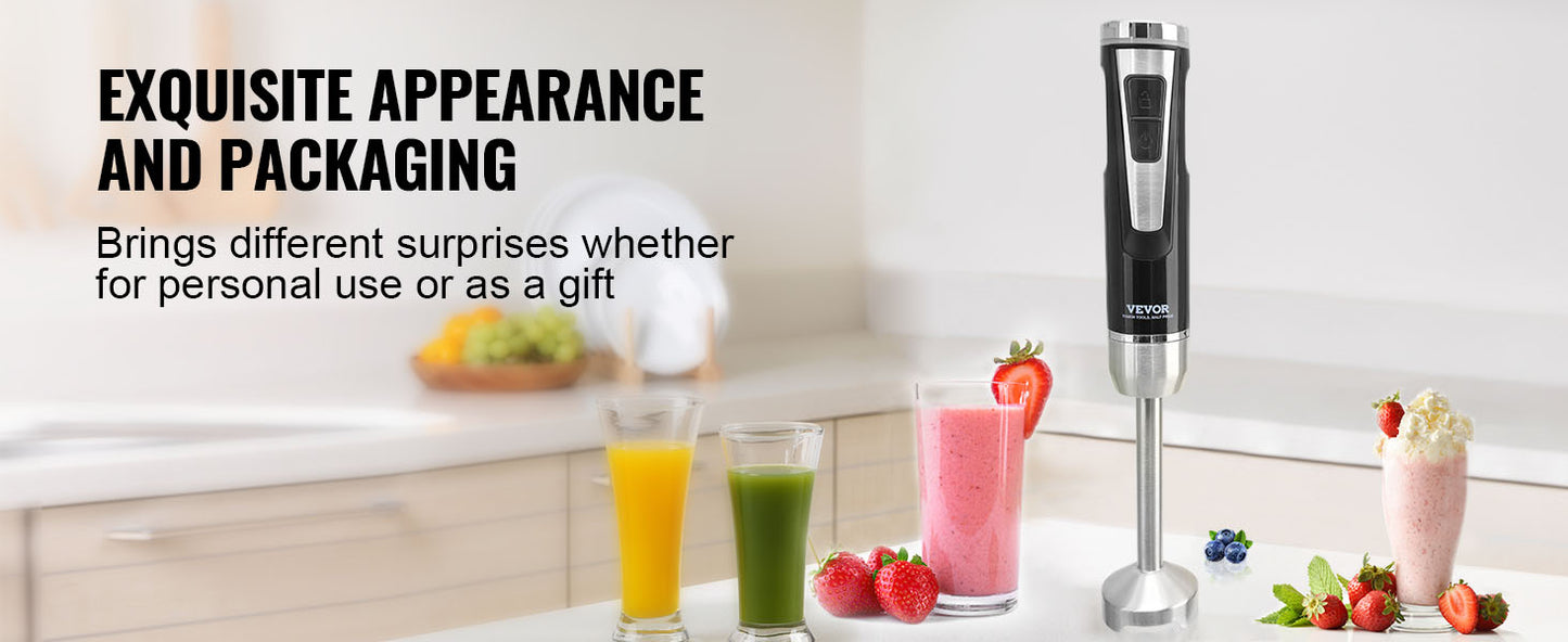 VEVOR 8 Speed Immersion Mini Portable Blender Handheld Mixer Machine 200W 500W Cordless Recharge home-appliance for Kitchen