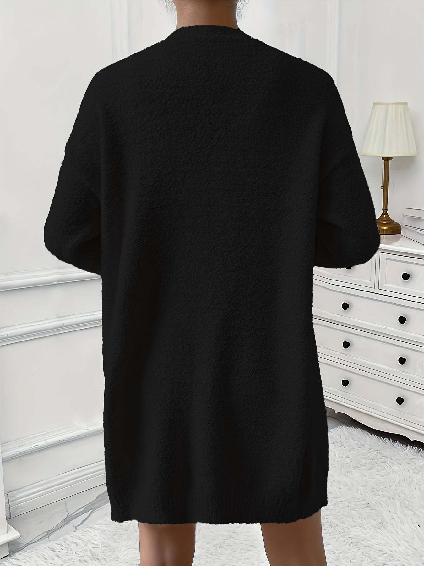 Women's Casual Fleece Warm Lounge Set, Cozy Long Sleeve Cardigan & V Neck Tank Top & Shorts, Soft Relaxing Home Outfit, Comfort Wear For Fall & Winter