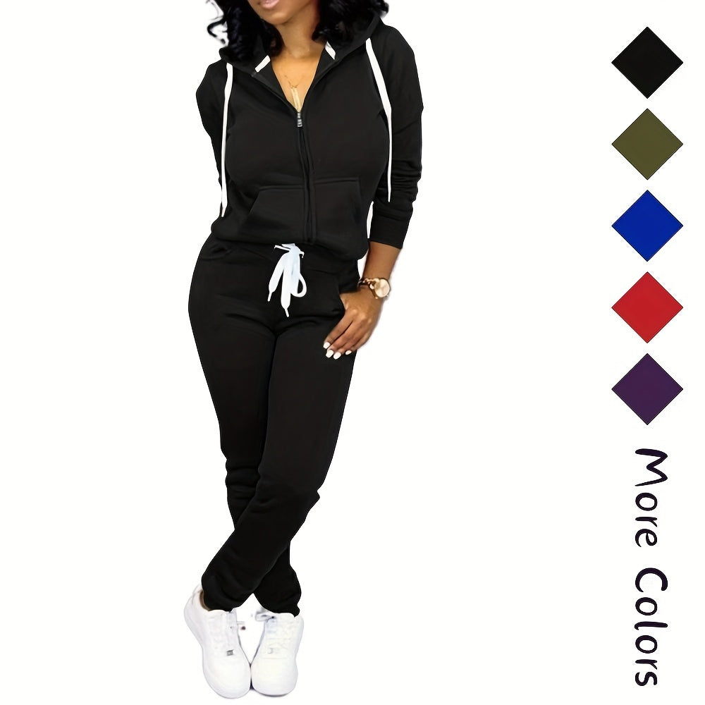 Two Piece Outfits For Women Jogging Suits Casual Jogger Tracksuit Long Sleeve Hoodie Sweatsuit Pants Sets