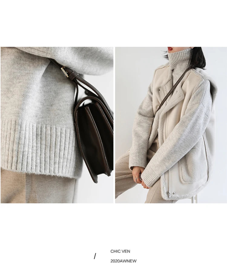 CHIC VEN Korean Women's Sweater Loose Turtleneck Sweaters Warm Solid Pullover Knitwear Basic Female Tops Autumn Winter 2022