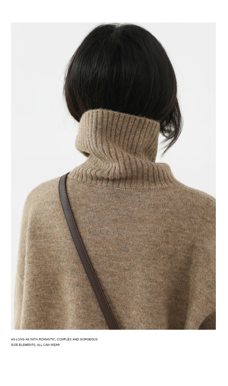 CHIC VEN Korean Women's Sweater Loose Turtleneck Sweaters Warm Solid Pullover Knitwear Basic Female Tops Autumn Winter 2022