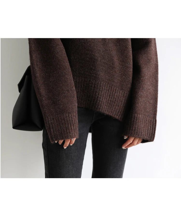 CHIC VEN Korean Women's Sweater Loose Turtleneck Sweaters Warm Solid Pullover Knitwear Basic Female Tops Autumn Winter 2022