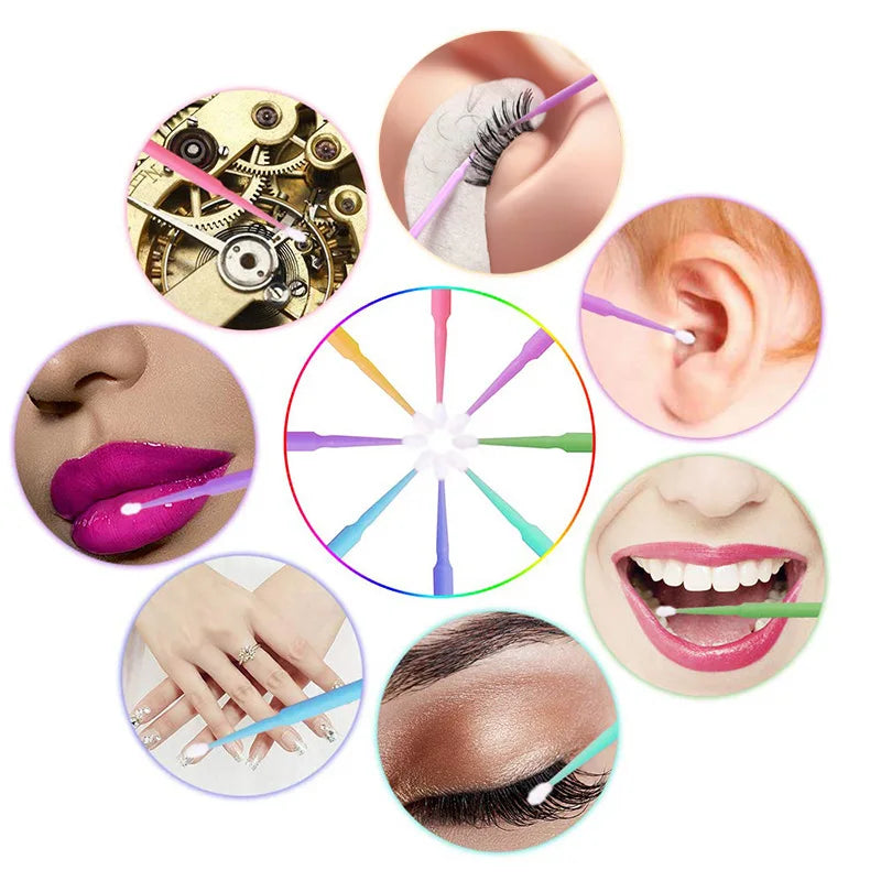 50PCS/100PCS Micro Eyelash Brush Lashes Extension Applicator Cleaning Swab Lip Gloss Sticks Mascara Wands Cosmetic Makeup Tool