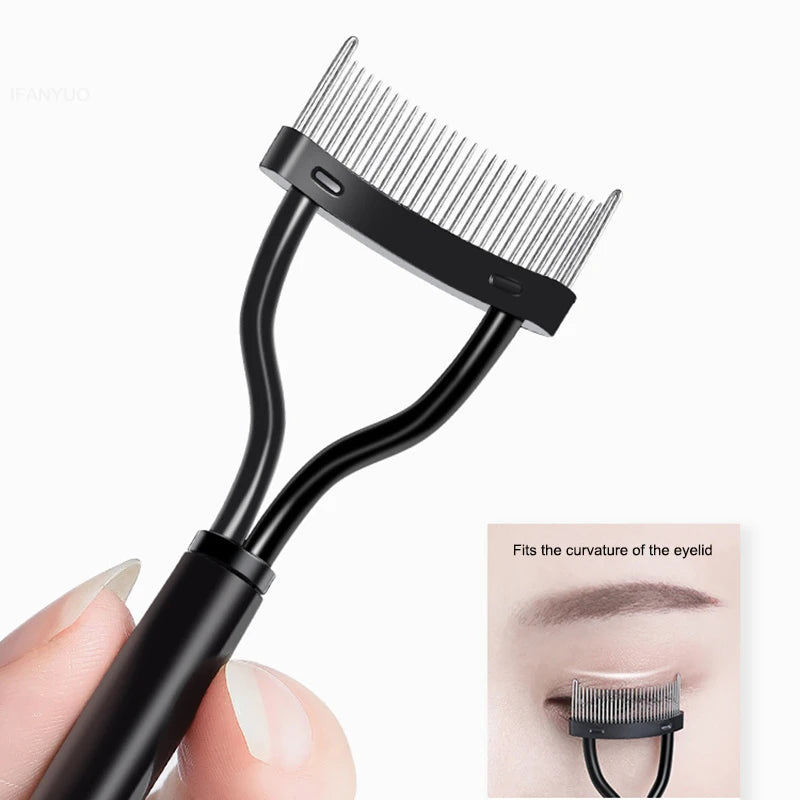 1 Pcs Black Foldable Eyelash Brush Comb Beauty Makeup Lash Separator Stainless Steel Eyelash Curler Mascara Curl Cosmetic Tool