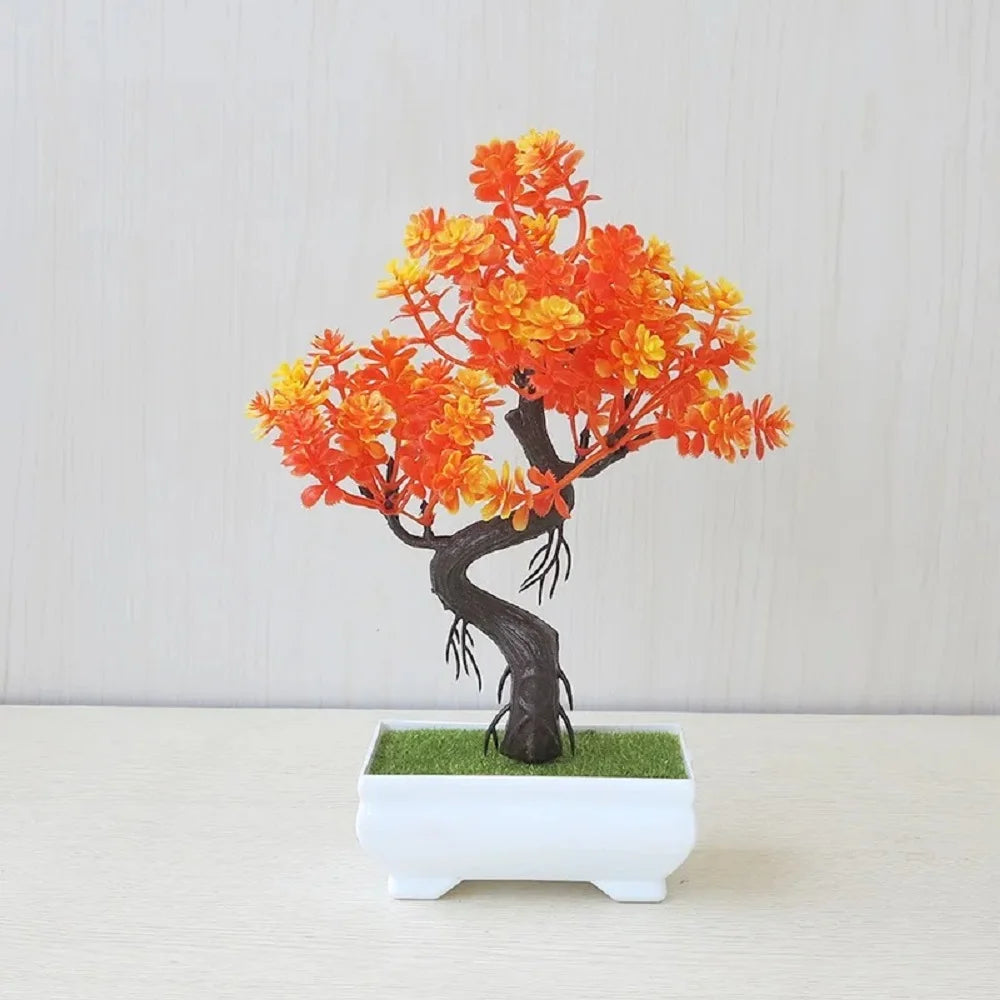 Artificial Plastic Plants Bonsai Small Tree Pot Fake Plant Potted Flower Garden Arrangement Ornaments Room Home Table Decoration
