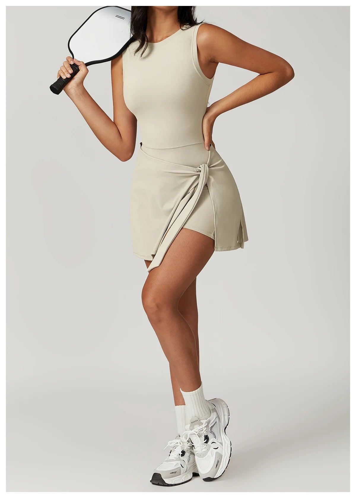 New Women Summer Safe Yoga Tennis Skirts Gym Golf Running Sports Fitness With Chest Pads One Piece Skirt Anti Glare Dance Skirt