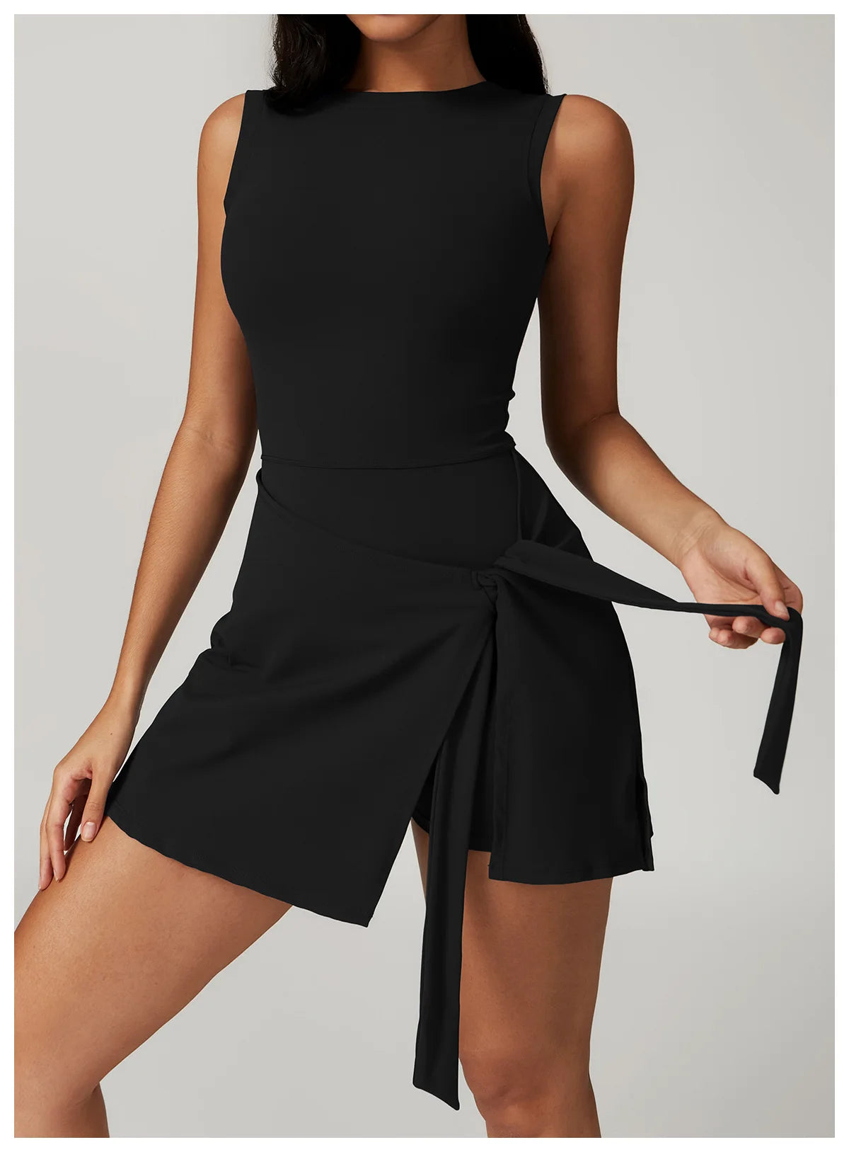 New Women Summer Safe Yoga Tennis Skirts Gym Golf Running Sports Fitness With Chest Pads One Piece Skirt Anti Glare Dance Skirt