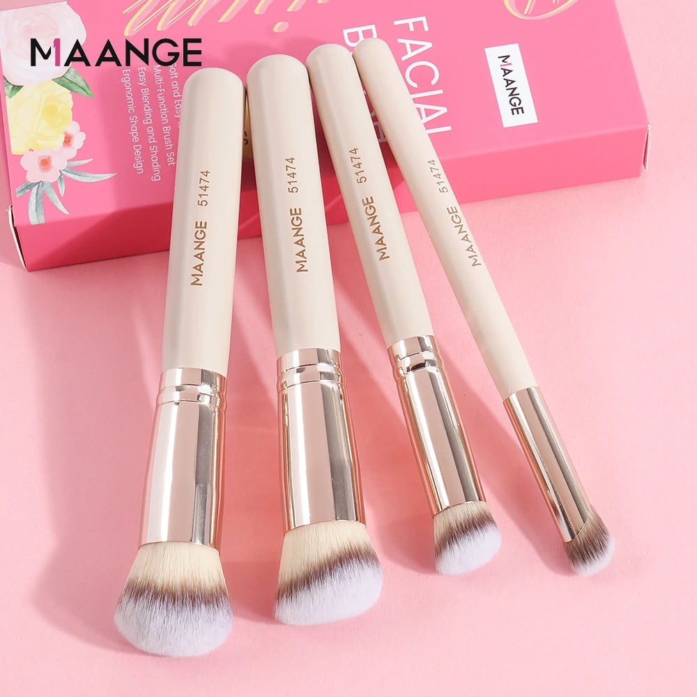 MAANGE Gift Box 4 Pieces Face Makeup Brushes Kit Foundation Concealer Soft Bristles Flawless Beauty Tool For Women Facial Makeup