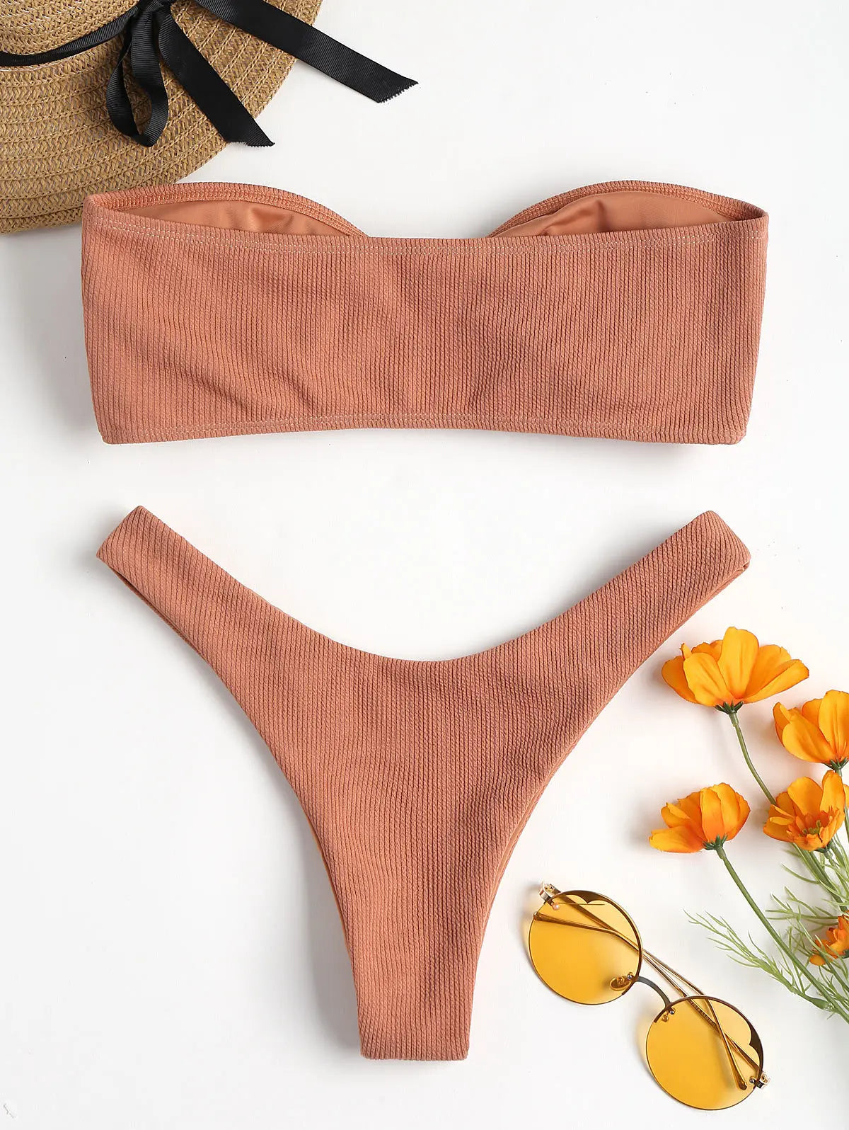 Women's Sexy Tube Top Bow Split Bikini Swimsuit Swim trunks Swimming Suit For Women Biquini Traje De Bano Pants Bikini Badeanzug