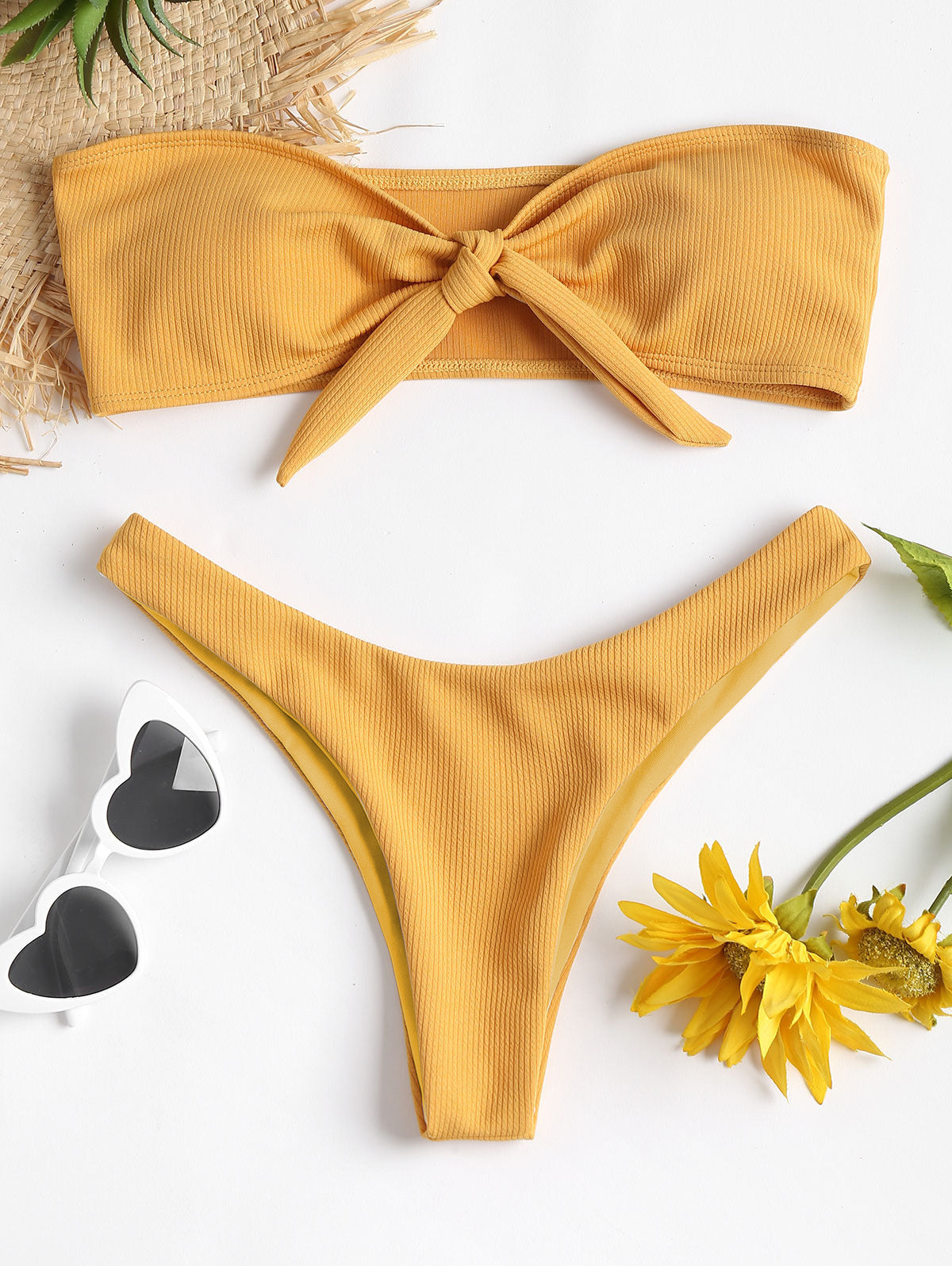 Women's Sexy Tube Top Bow Split Bikini Swimsuit Swim trunks Swimming Suit For Women Biquini Traje De Bano Pants Bikini Badeanzug