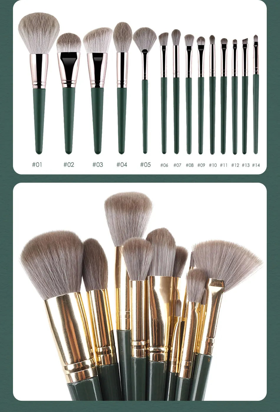 14Pcs Makeup Brushes Soft Fluffy Makeup Tools Cosmetic Powder Eye Shadow Foundation Blush Blending Beauty Make Up Brush