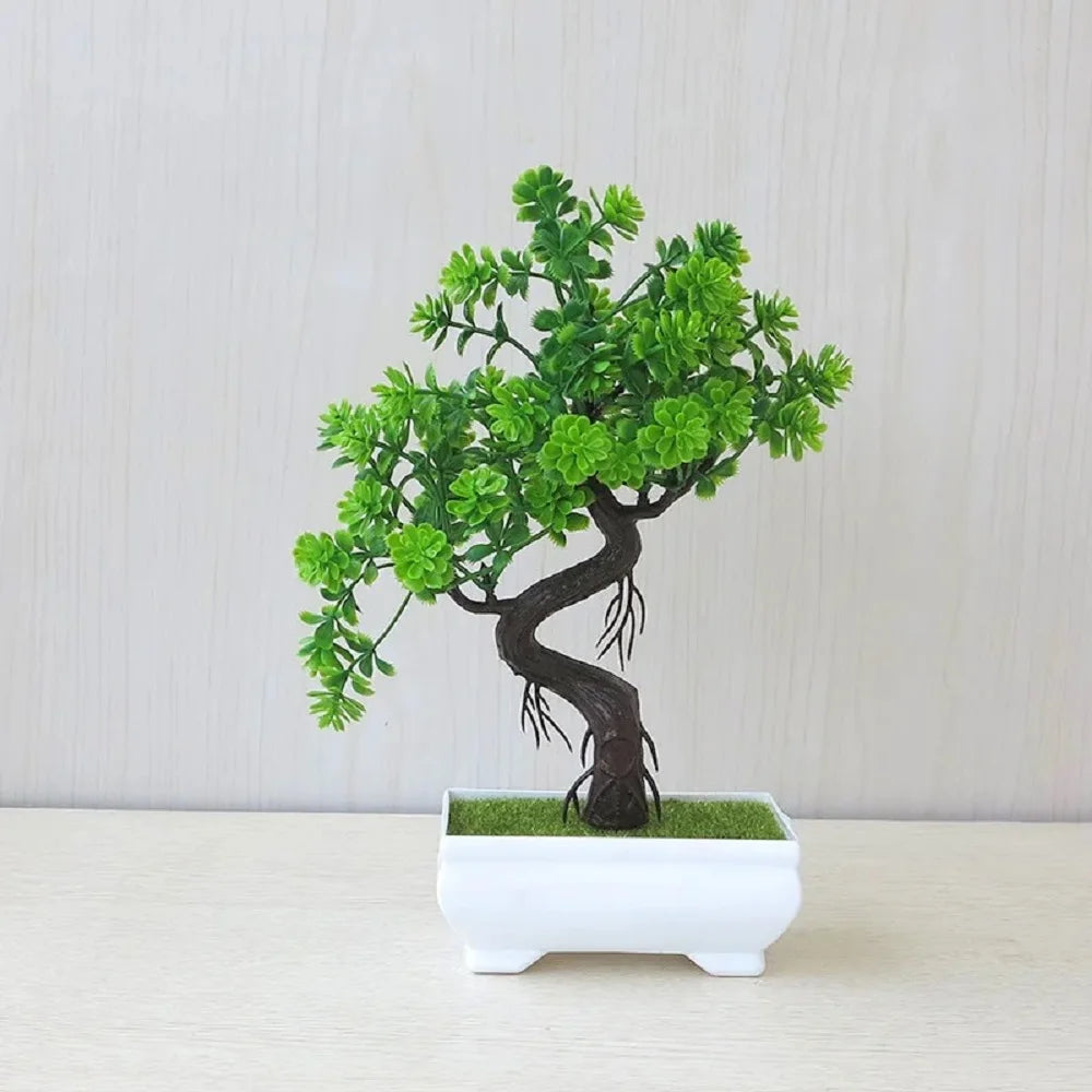 Artificial Plastic Plants Bonsai Small Tree Pot Fake Plant Potted Flower Garden Arrangement Ornaments Room Home Table Decoration