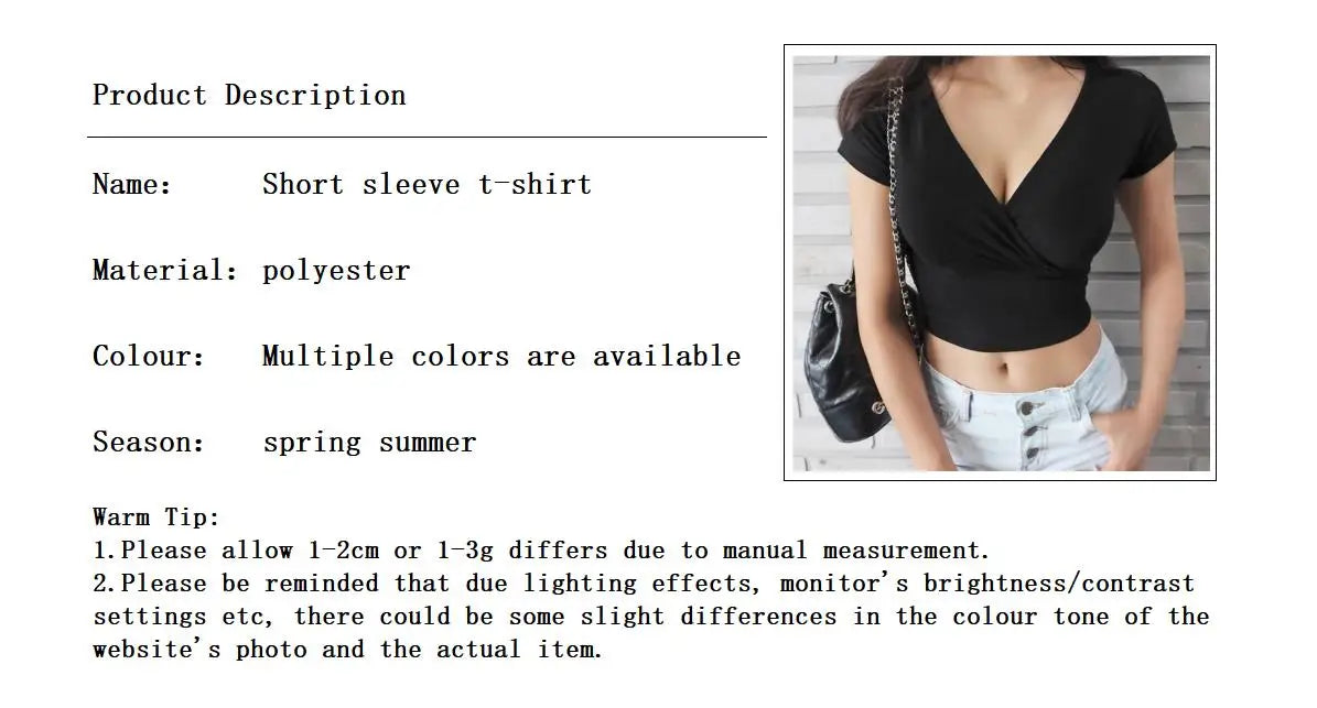 New Summer Black Sexy V-neck T-shirt Short Sleeve Y2k Crop Top Women Clothes Streetwear Korean Fashion Corset Tops Tshirts 2023