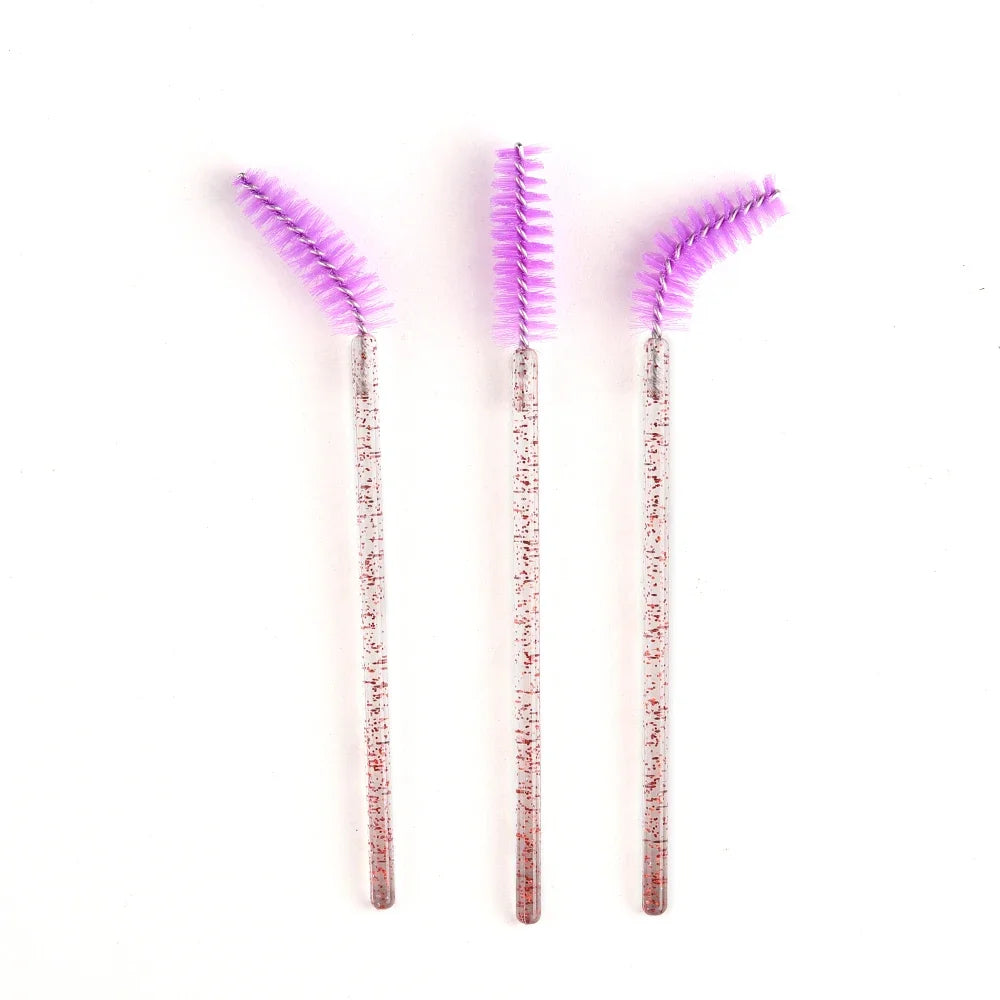 50pcs Disposable Eyelash Brushes Extension Crystal Eyebrow Brush Mascara Wand Eye Lashes Cosmetic Tool Set Makeup Beauty