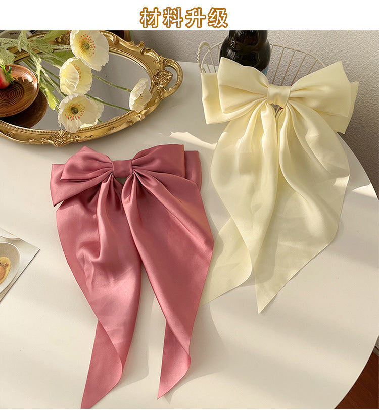 11 Solid Color Satin Ribbon Big Bows Hairpin Spring Clips Hair Accessories for Women Girls Trendy Korean Summer Headwear 2023