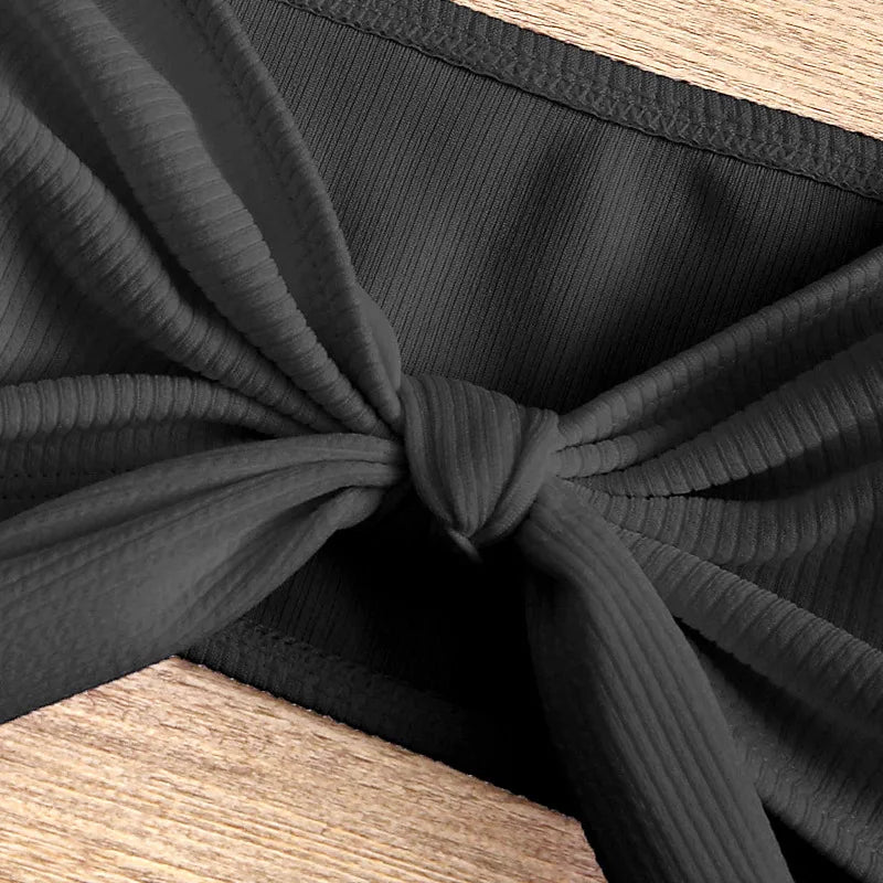 Women's Sexy Tube Top Bow Split Bikini Swimsuit Swim trunks Swimming Suit For Women Biquini Traje De Bano Pants Bikini Badeanzug