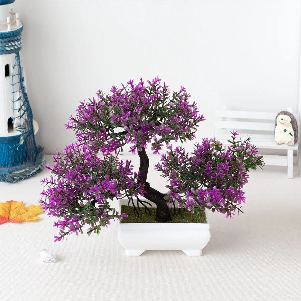 Artificial Plastic Plants Bonsai Small Tree Pot Fake Plant Potted Flower Garden Arrangement Ornaments Room Home Table Decoration