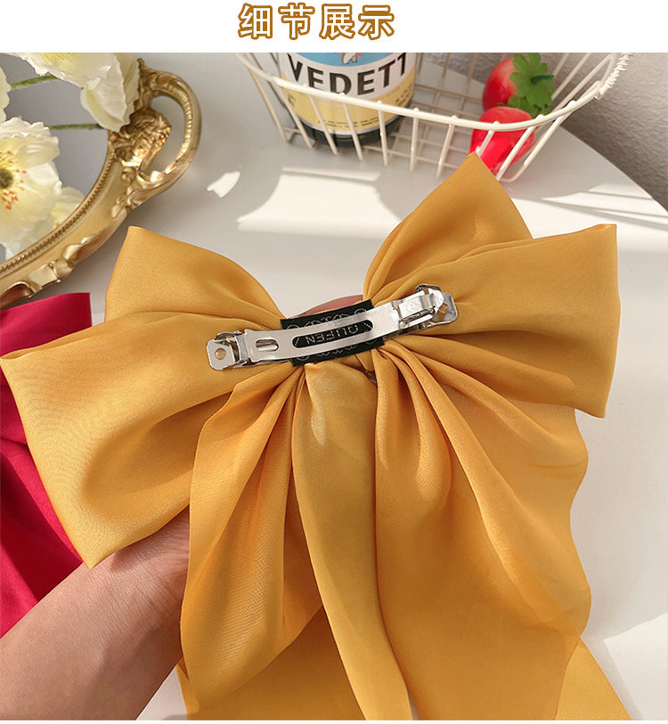 11 Solid Color Satin Ribbon Big Bows Hairpin Spring Clips Hair Accessories for Women Girls Trendy Korean Summer Headwear 2023