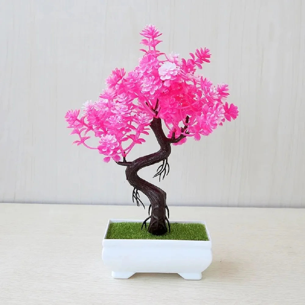 Artificial Plastic Plants Bonsai Small Tree Pot Fake Plant Potted Flower Garden Arrangement Ornaments Room Home Table Decoration