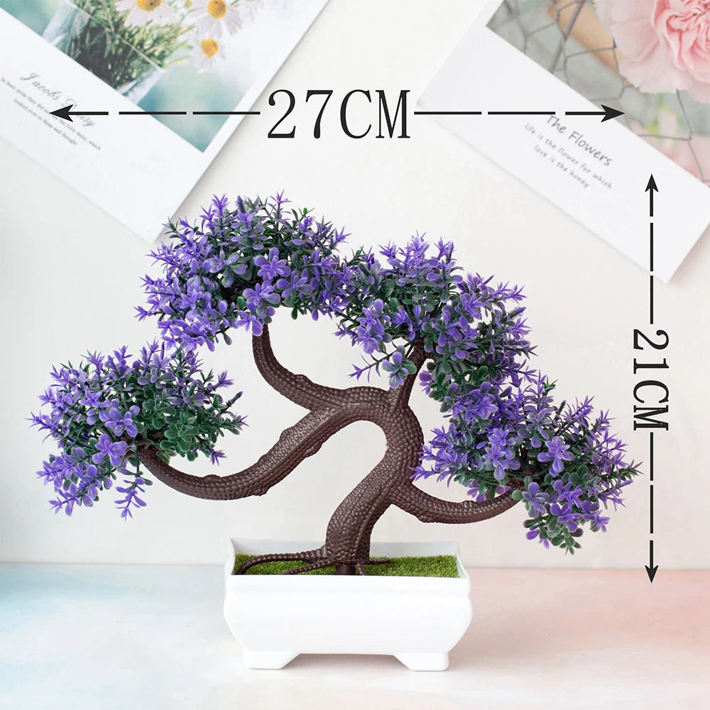 Artificial Plastic Plants Bonsai Small Tree Pot Fake Plant Potted Flower Garden Arrangement Ornaments Room Home Table Decoration