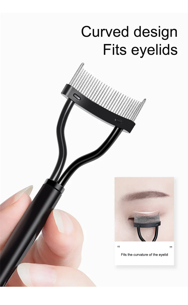 1 Pcs Black Foldable Eyelash Brush Comb Beauty Makeup Lash Separator Stainless Steel Eyelash Curler Mascara Curl Cosmetic Tool