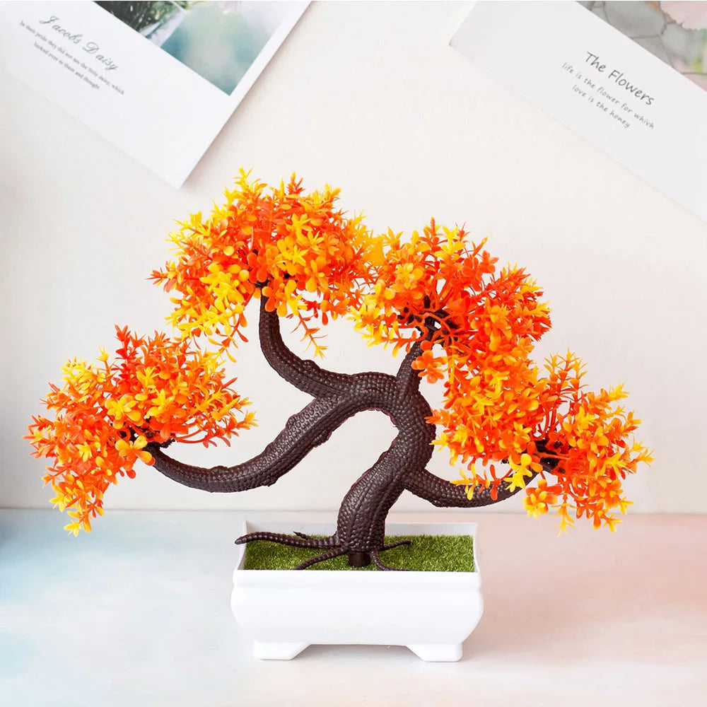 Artificial Plastic Plants Bonsai Small Tree Pot Fake Plant Potted Flower Garden Arrangement Ornaments Room Home Table Decoration