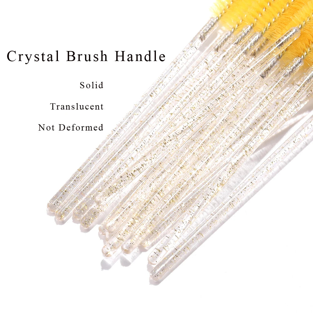 50pcs Disposable Eyelash Brushes Extension Crystal Eyebrow Brush Mascara Wand Eye Lashes Cosmetic Tool Set Makeup Beauty