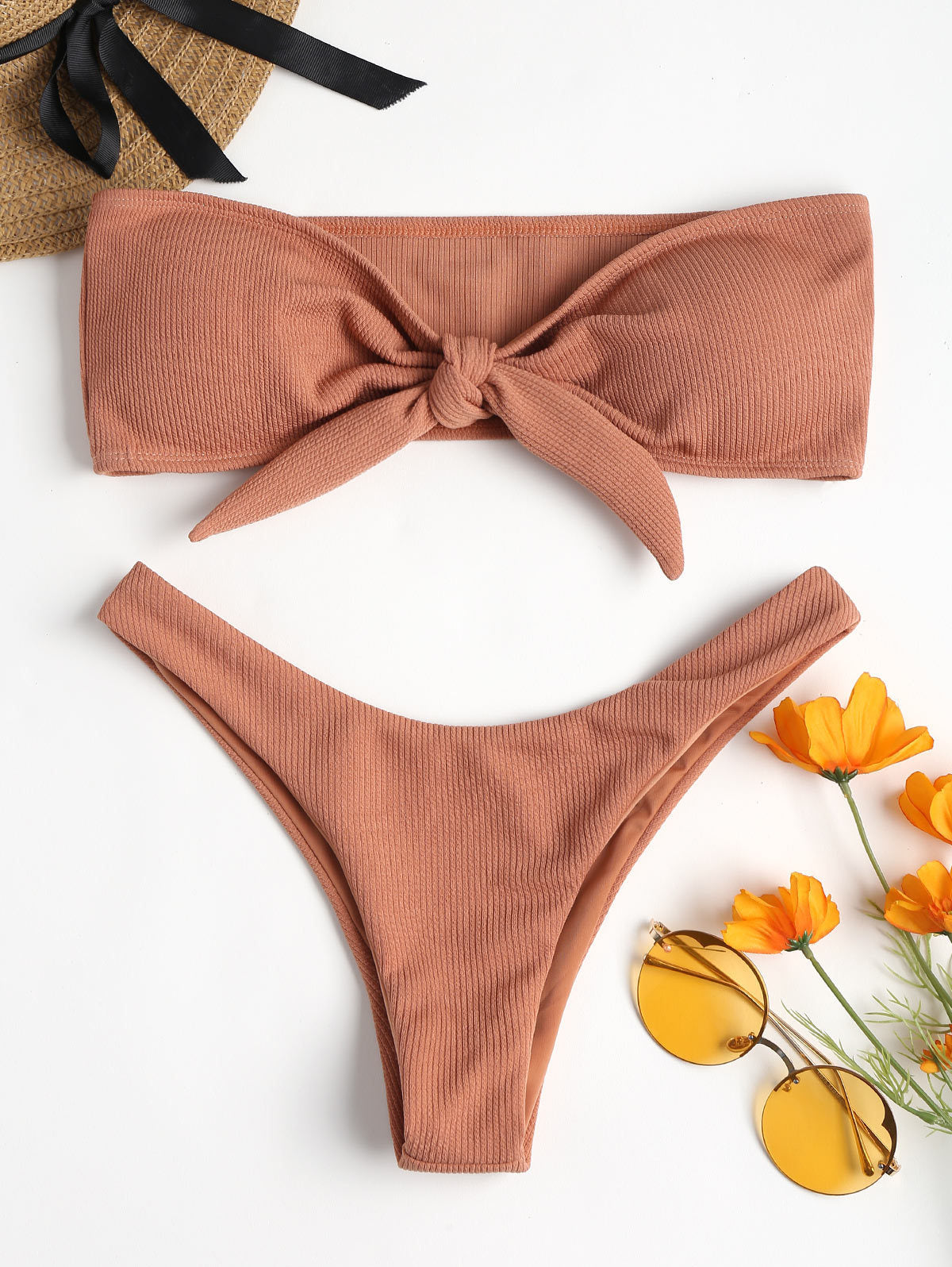 Women's Sexy Tube Top Bow Split Bikini Swimsuit Swim trunks Swimming Suit For Women Biquini Traje De Bano Pants Bikini Badeanzug