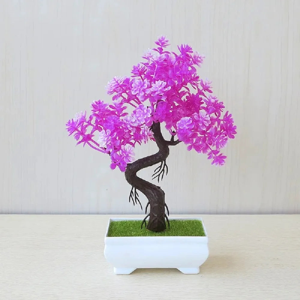 Artificial Plastic Plants Bonsai Small Tree Pot Fake Plant Potted Flower Garden Arrangement Ornaments Room Home Table Decoration