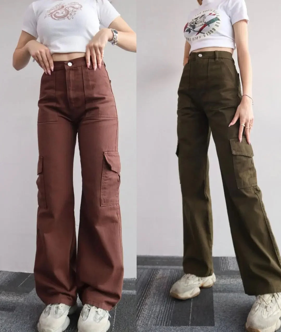 Women Pants Wide Leg Pants Zipper Fly Slim Fit Flat High Streetwear Pockets Mid Waist Autumn 2024 Ankle Length Solid Color