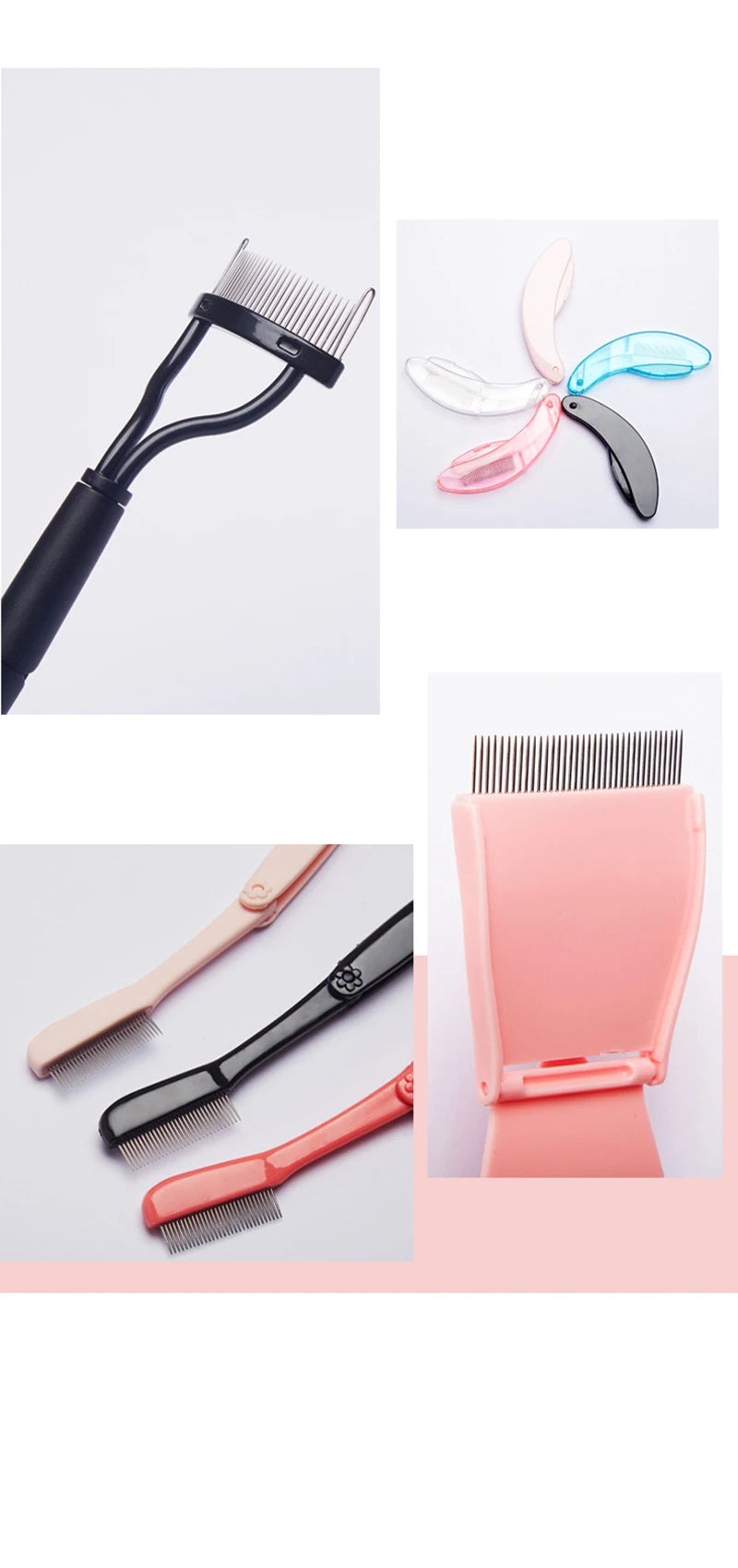 1 Pcs Black Foldable Eyelash Brush Comb Beauty Makeup Lash Separator Stainless Steel Eyelash Curler Mascara Curl Cosmetic Tool