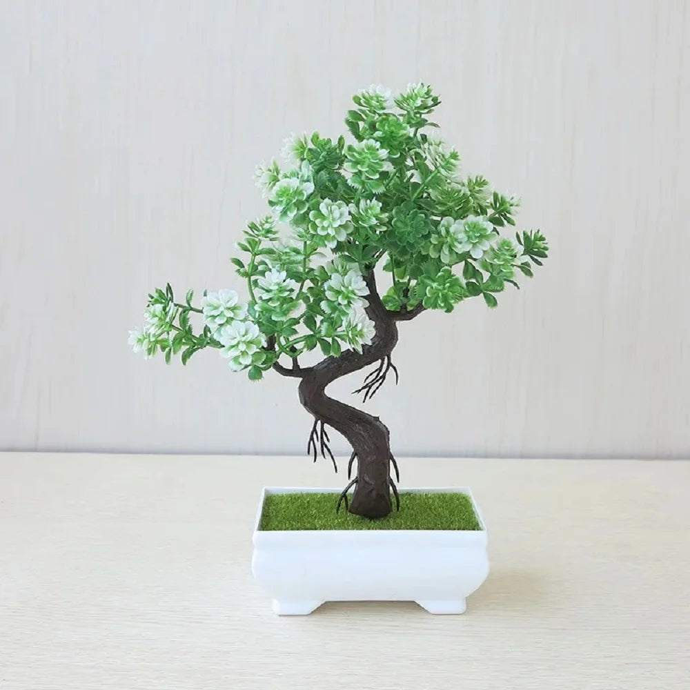 Artificial Plastic Plants Bonsai Small Tree Pot Fake Plant Potted Flower Garden Arrangement Ornaments Room Home Table Decoration