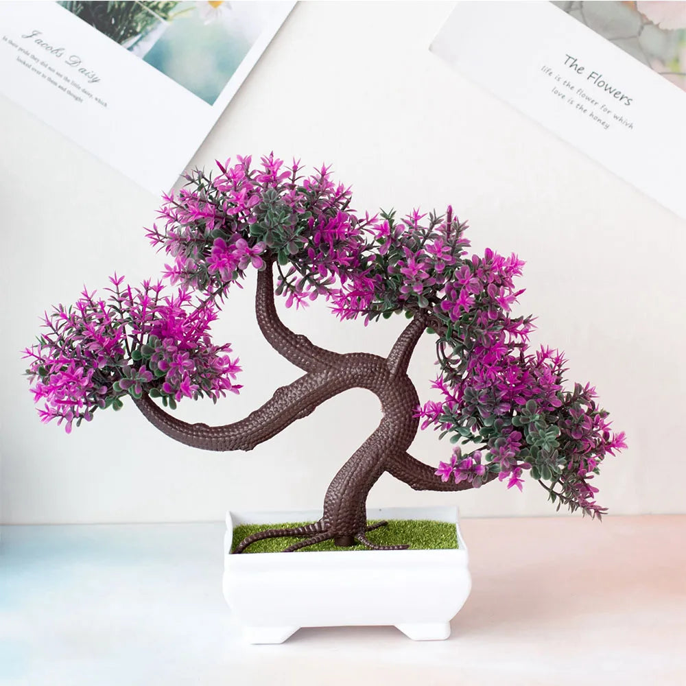 Artificial Plastic Plants Bonsai Small Tree Pot Fake Plant Potted Flower Garden Arrangement Ornaments Room Home Table Decoration
