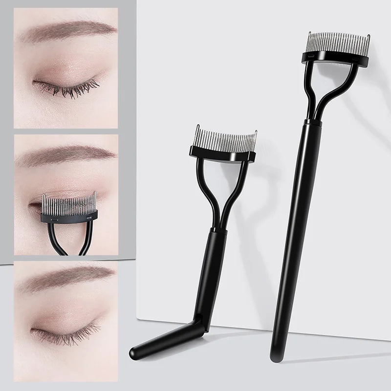 1 Pcs Black Foldable Eyelash Brush Comb Beauty Makeup Lash Separator Stainless Steel Eyelash Curler Mascara Curl Cosmetic Tool