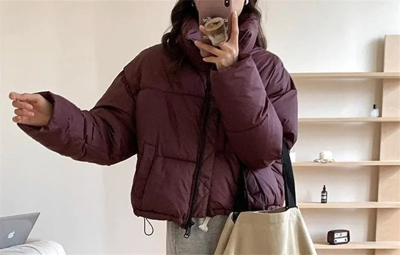 2024 New Women Solid Loose Puffer Jacket Winter Korean Chic Oversized ThickenedWarm Parkas Female Coat Lady Padded Ja