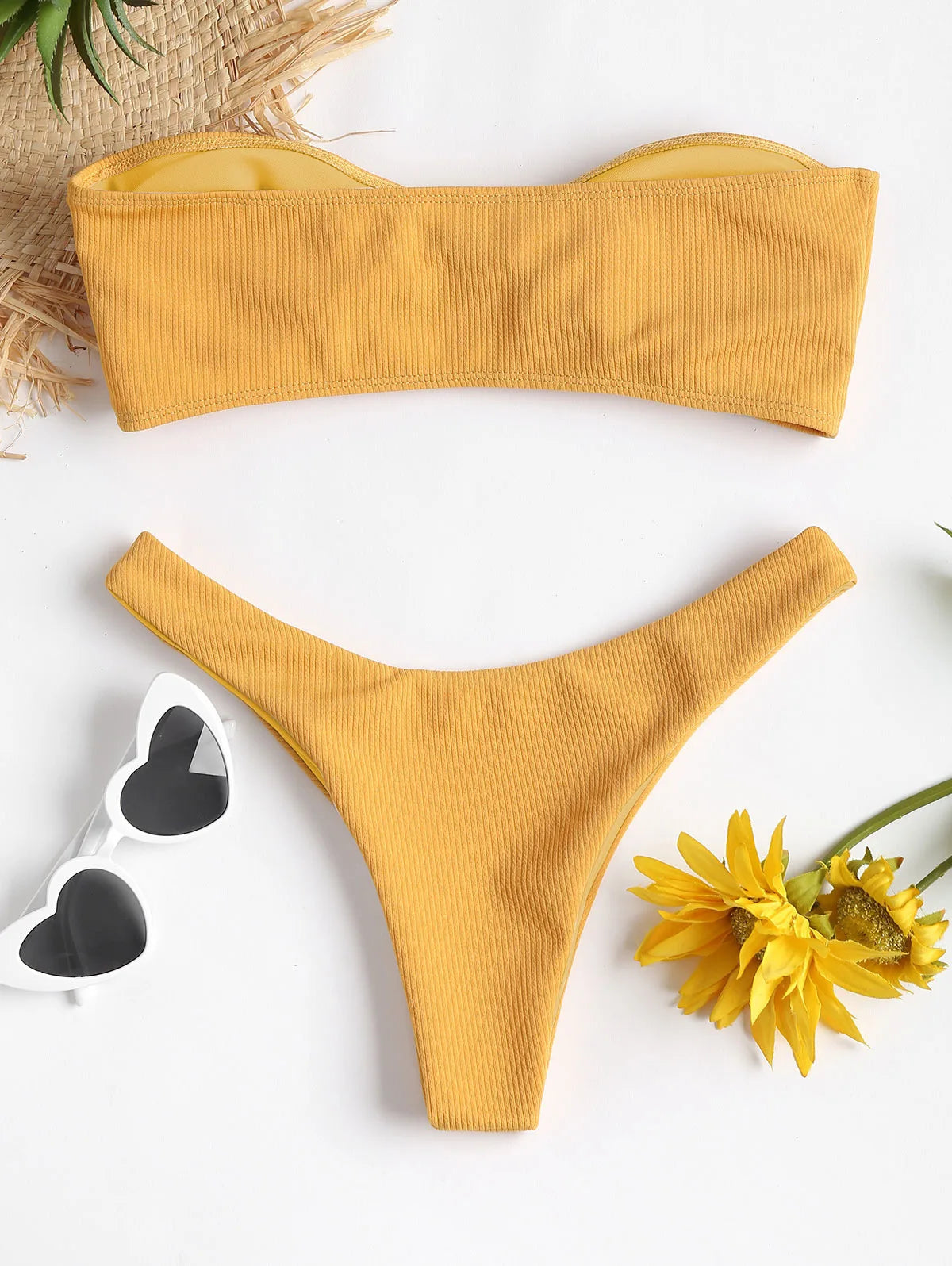 Women's Sexy Tube Top Bow Split Bikini Swimsuit Swim trunks Swimming Suit For Women Biquini Traje De Bano Pants Bikini Badeanzug